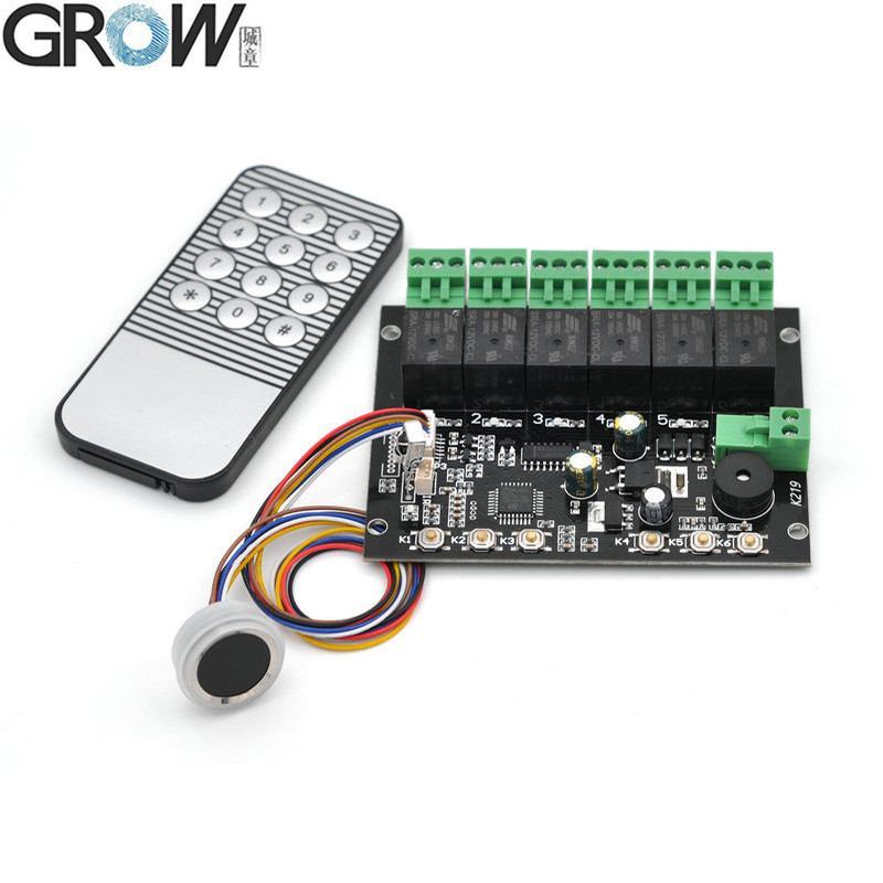 GROW K219-A+R502-F DC12V 6 Relays K219-A Fingerprint Infrared Remote Control Board+R502-F Waterproof Small Fingerprint Module